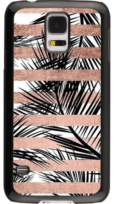 Hülle Samsung Galaxy S5 - Palm trees gold stripes