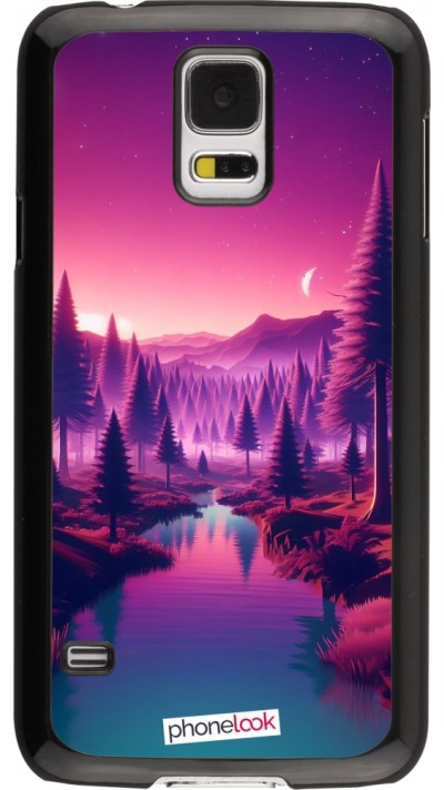 Samsung Galaxy S5 Case Hülle - Lila-rosa Landschaft