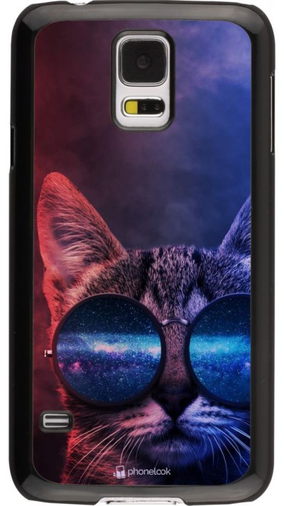 Coque Samsung Galaxy S5 - Red Blue Cat Glasses