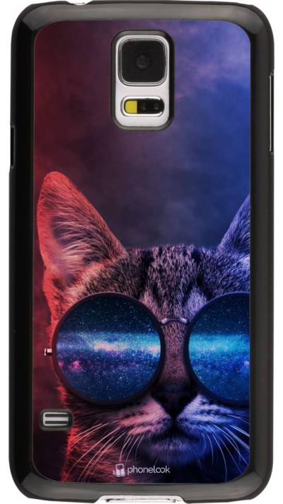 Hülle Samsung Galaxy S5 - Red Blue Cat Glasses