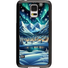 Samsung Galaxy S5 Case Hülle - Verschneites Bergdorf am See in der Nacht