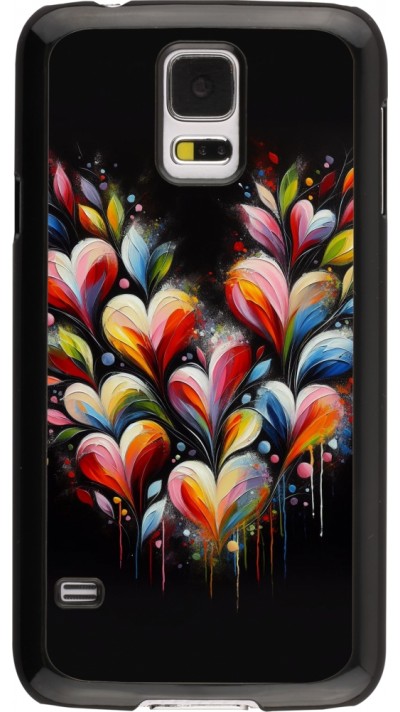 Coque Samsung Galaxy S5 - Valentine 2024 Coeur Noir Abstrait