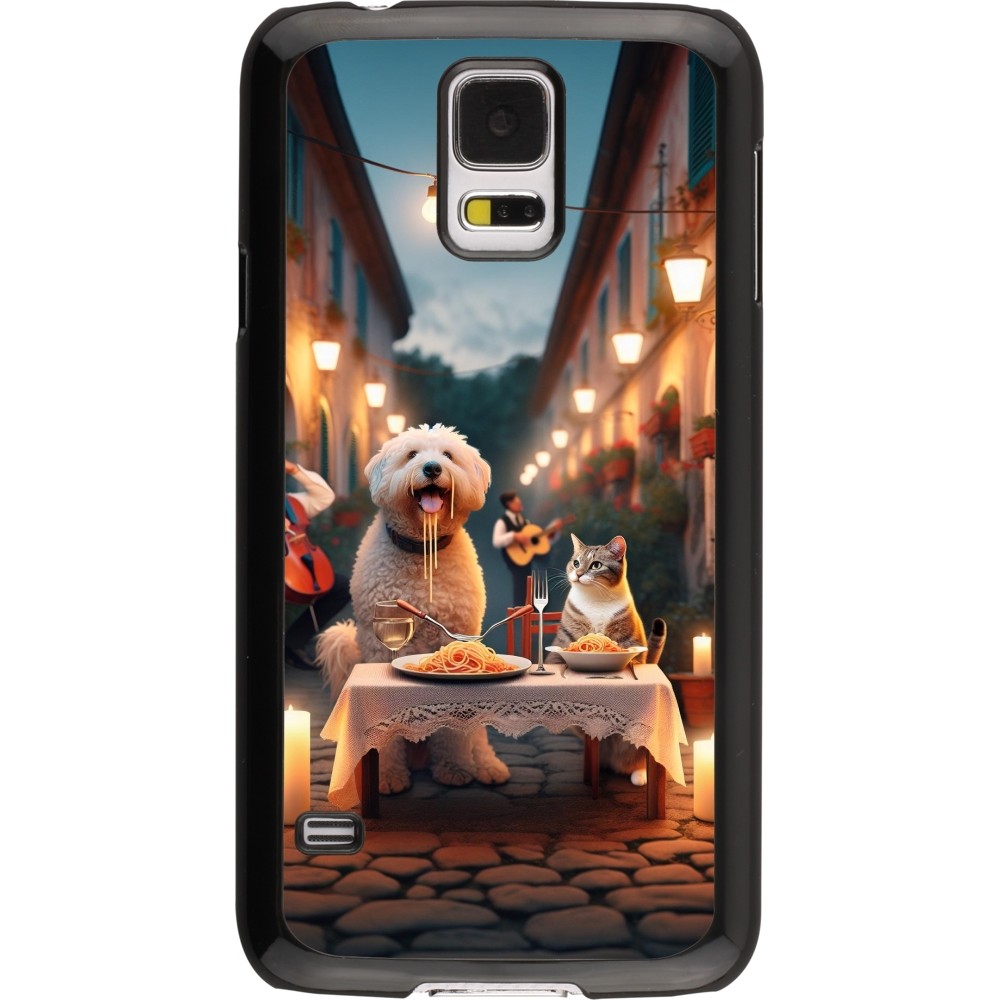 Samsung Galaxy S5 Case Hülle - Valentin 2024 Hund & Katze Kerzenlicht