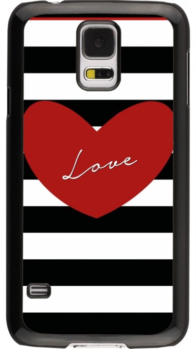 Coque Samsung Galaxy S5 - Valentine 2023 heart black and white lines