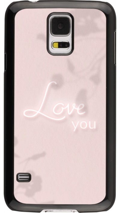 Coque Samsung Galaxy S5 - Valentine 2023 love you neon flowers shadows