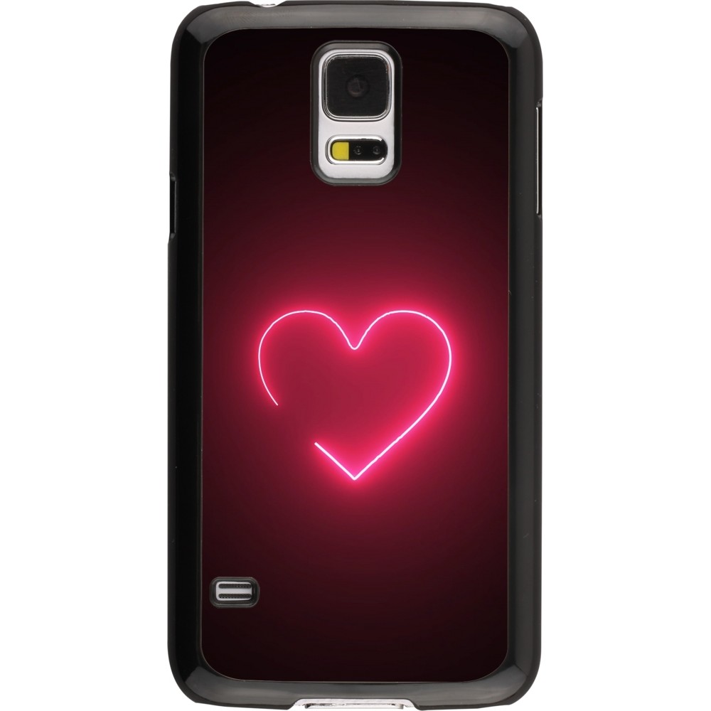 Coque Samsung Galaxy S5 - Valentine 2023 single neon heart