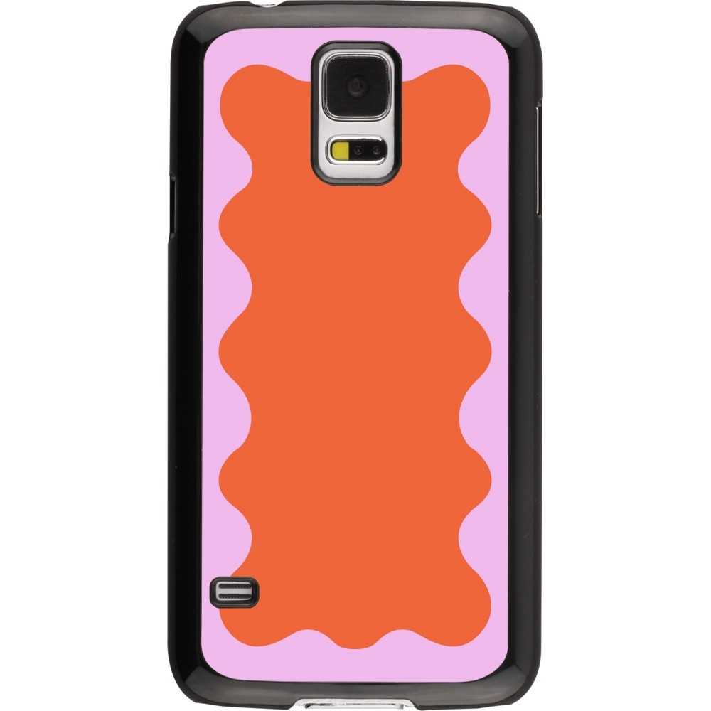 Samsung Galaxy S5 Case Hülle - Wavy Rectangle Orange Pink