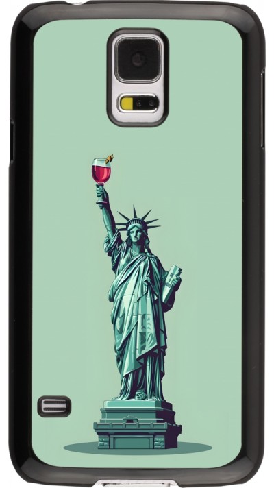 Samsung Galaxy S5 Case Hülle - Freiheitsstatue mit einem Glas Wein