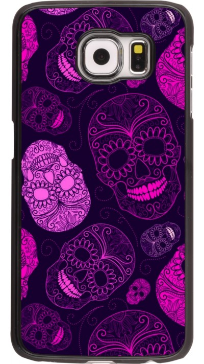 Samsung Galaxy S6 Case Hülle - Halloween 2023 pink skulls