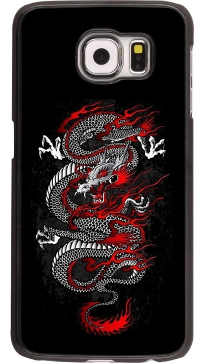 Samsung Galaxy S6 Case Hülle - Japanese style Dragon Tattoo Red Black