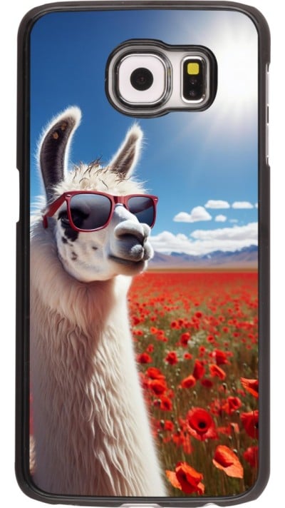 Samsung Galaxy S6 Case Hülle - Lama Chic in Mohnblume