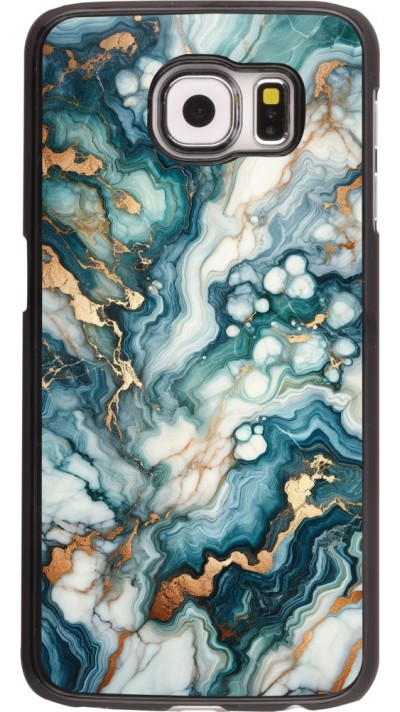Samsung Galaxy S6 Case Hülle - Grüner Blauer Goldener Marmor