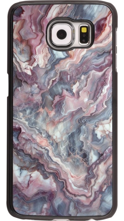 Samsung Galaxy S6 Case Hülle - Violetter silberner Marmor