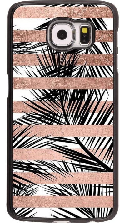 Hülle Samsung Galaxy S6 - Palm trees gold stripes