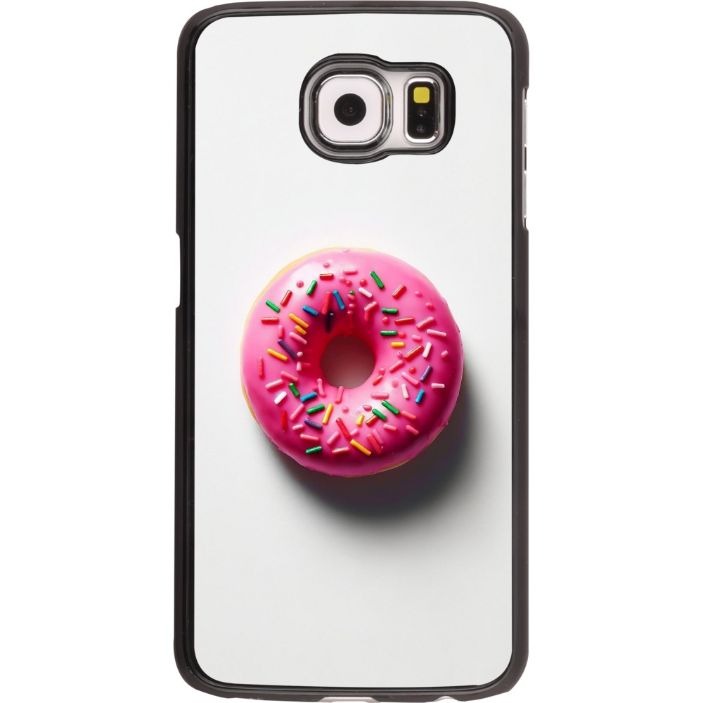 Samsung Galaxy S6 Case Hülle - Weisser Hintergrund, pinker Donut