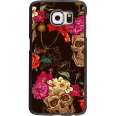 Hülle Samsung Galaxy S6 - Skulls and flowers