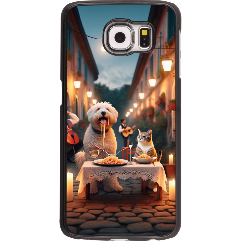 Samsung Galaxy S6 Case Hülle - Valentin 2024 Hund & Katze Kerzenlicht