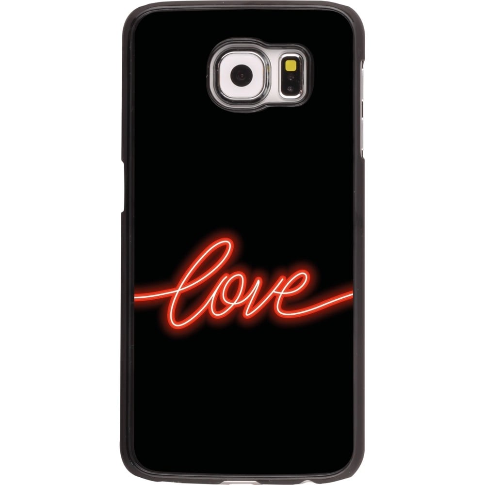 Samsung Galaxy S6 Case Hülle - Valentine 2023 neon love