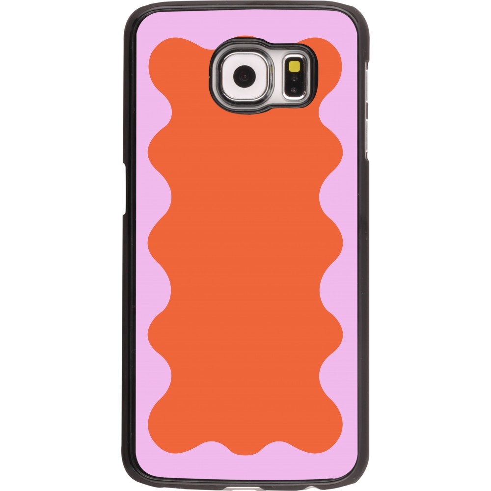 Samsung Galaxy S6 Case Hülle - Wavy Rectangle Orange Pink