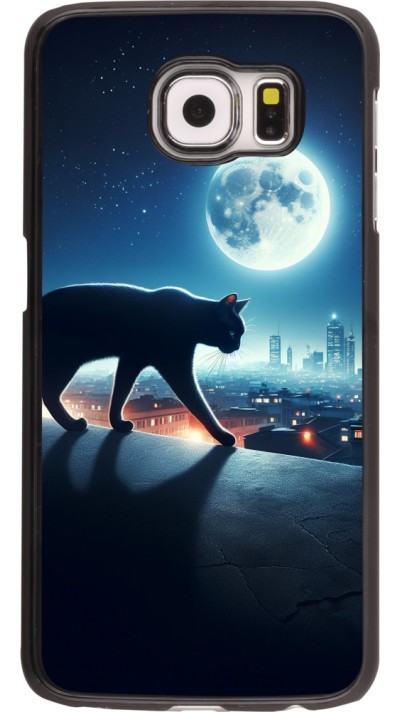 Samsung Galaxy S6 edge Case Hülle - Schwarze Katze unter dem Vollmond