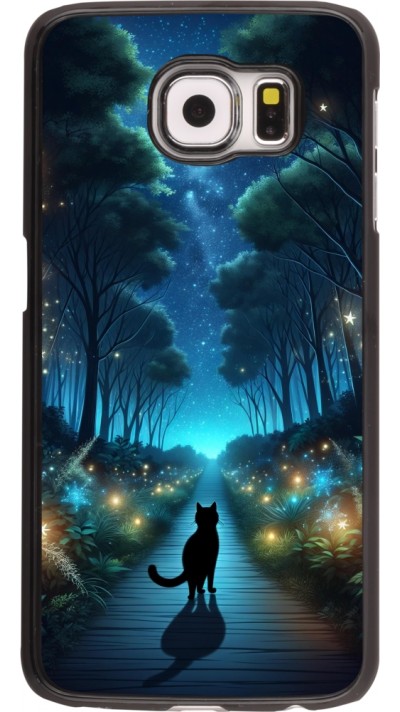 Coque Samsung Galaxy S6 edge - Chat noir promenade