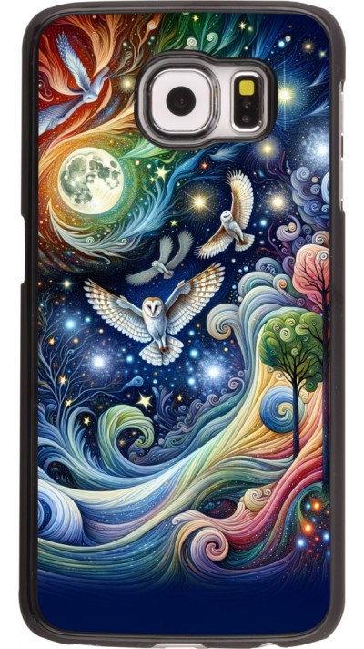 Coque Samsung Galaxy S6 edge - hibou volant floral