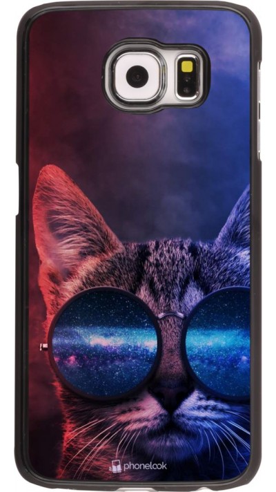 Coque Samsung Galaxy S6 edge - Red Blue Cat Glasses