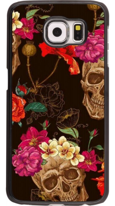 Coque Samsung Galaxy S6 edge - Skulls and flowers