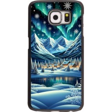Samsung Galaxy S6 edge Case Hülle - Verschneites Bergdorf am See in der Nacht