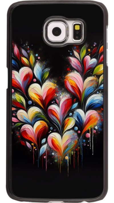 Coque Samsung Galaxy S6 edge - Valentine 2024 Coeur Noir Abstrait