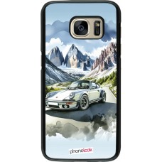 Samsung Galaxy S7 Case Hülle - Porsche 911 Berg Aquarell