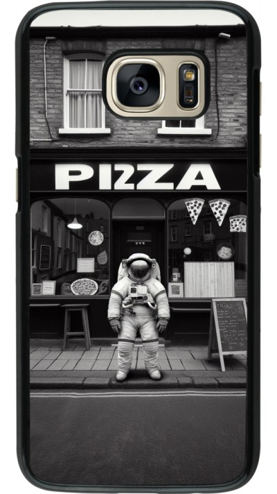 Samsung Galaxy S7 Case Hülle - Astronaut vor einer Pizzeria