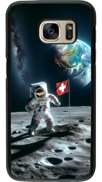 Coque Samsung Galaxy S7 - Astro Suisse sur lune