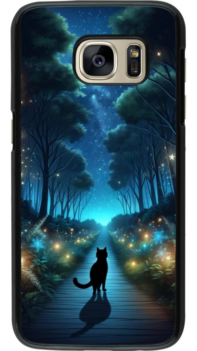 Samsung Galaxy S7 Case Hülle - Schwarze Katze Spaziergang