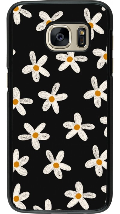 Samsung Galaxy S7 Case Hülle - Easter 2024 white on black flower