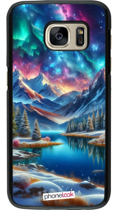 Samsung Galaxy S7 Case Hülle - Fantasiebergsee Himmel Sterne