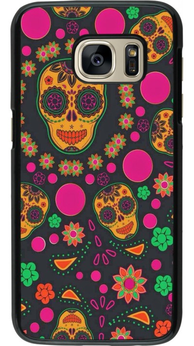 Samsung Galaxy S7 Case Hülle - Halloween 22 colorful mexican skulls