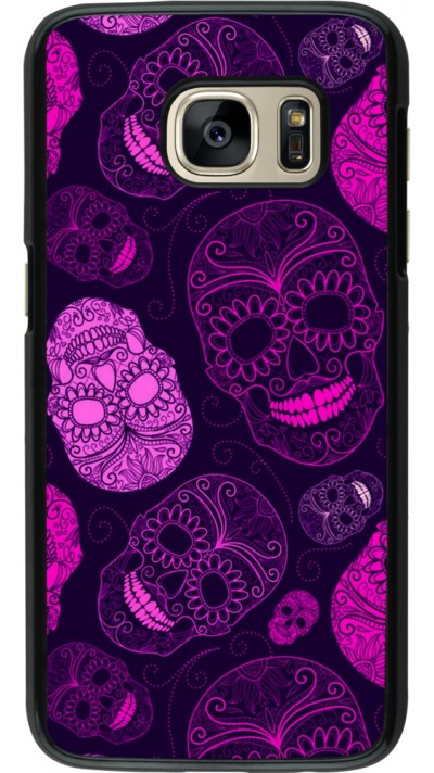 Samsung Galaxy S7 Case Hülle - Halloween 2023 pink skulls