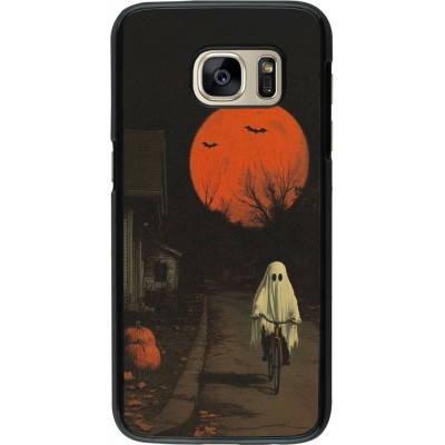 Samsung Galaxy S7 Case Hülle - Halloween 2025 Ghost on a bicycle