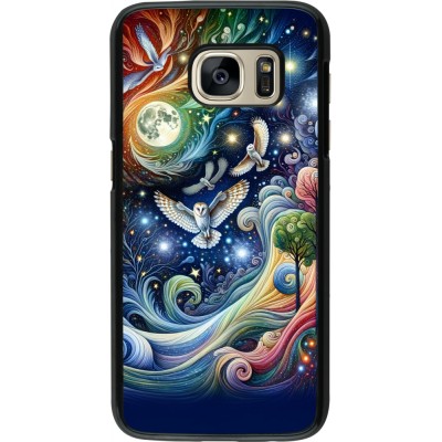 Samsung Galaxy S7 Case Hülle - Fliegender Blumen-Eule
