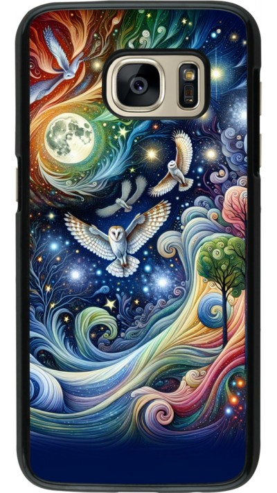 Coque Samsung Galaxy S7 - hibou volant floral