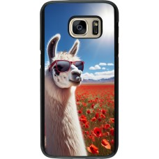 Samsung Galaxy S7 Case Hülle - Lama Chic in Mohnblume