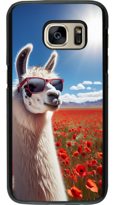 Samsung Galaxy S7 Case Hülle - Lama Chic in Mohnblume