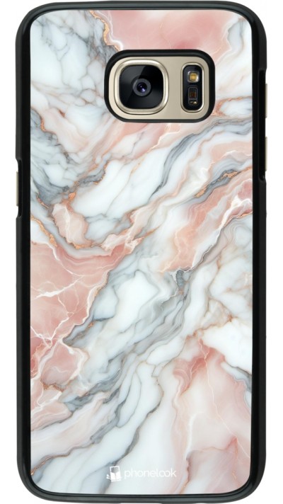 Samsung Galaxy S7 Case Hülle - Rosa Leuchtender Marmor