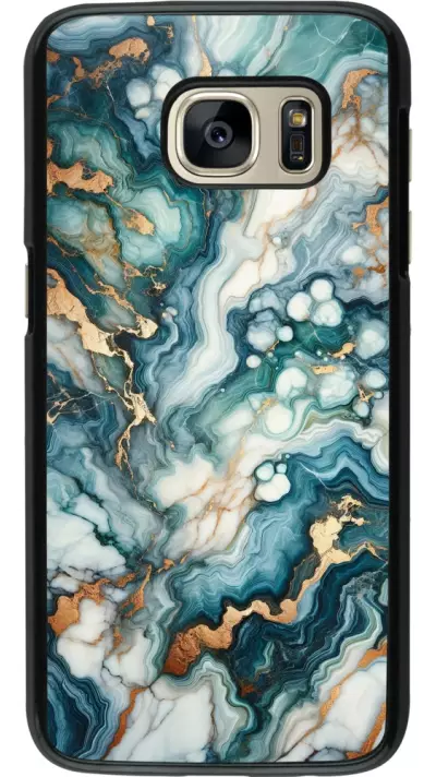 Coque Samsung Galaxy S7 - Marbre Vert Bleu Doré
