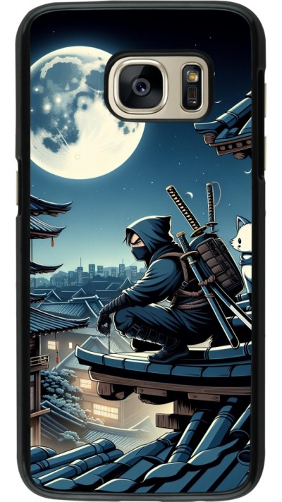 Samsung Galaxy S7 Case Hülle - Ninja unter dem Mond
