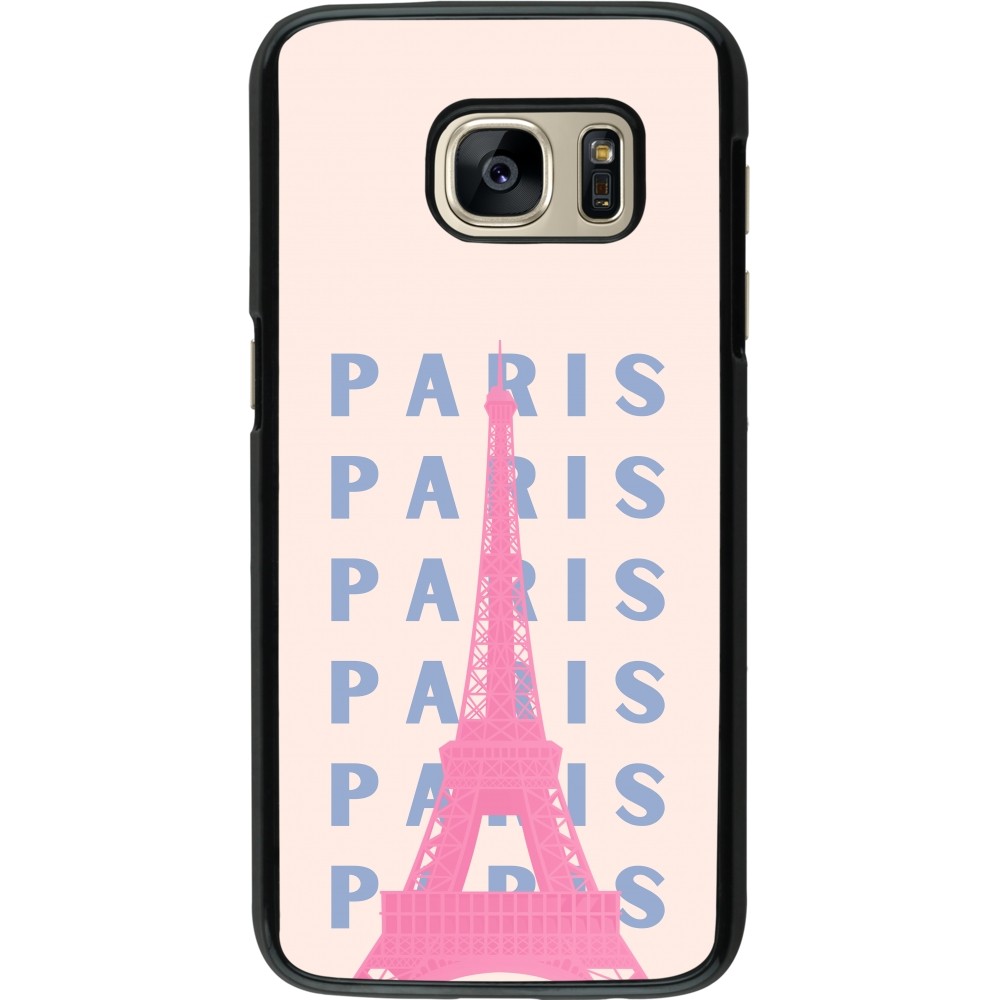 Samsung Galaxy S7 Case Hülle - Paris Pink Print
