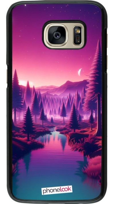 Samsung Galaxy S7 Case Hülle - Lila-rosa Landschaft