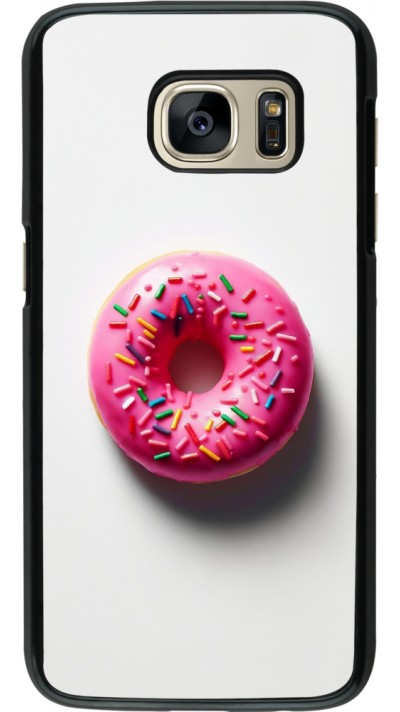 Coque Samsung Galaxy S7 - Weißer Hintergrund, pinker Donut