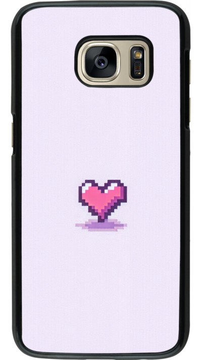Coque Samsung Galaxy S7 - Pixel Coeur Violet Clair